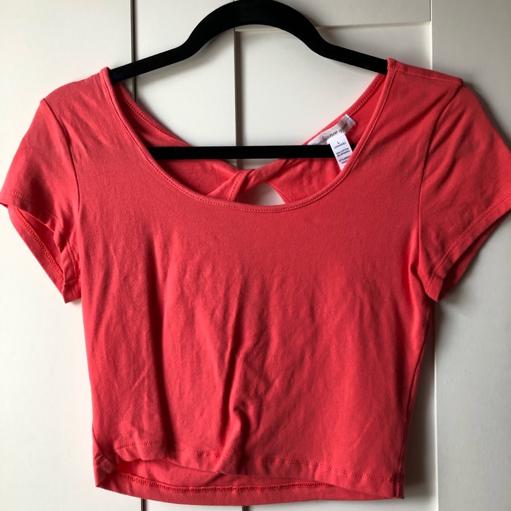 Coral cutout back crop top